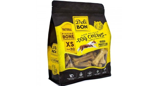 Delibon Deri Press Köpek Kemik 7 Cm XS Boy 50 Li Paket Natural
