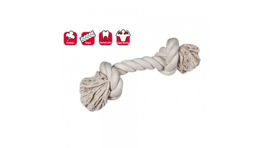 Karlie 2 Düğümlü İp Köpek Oyuncağı M 30 Cm Beyaz