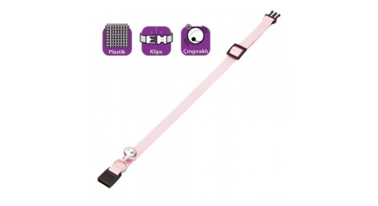 Karlie Boyun Tasması Çıngıraklı 30 Cm Toz Pembe