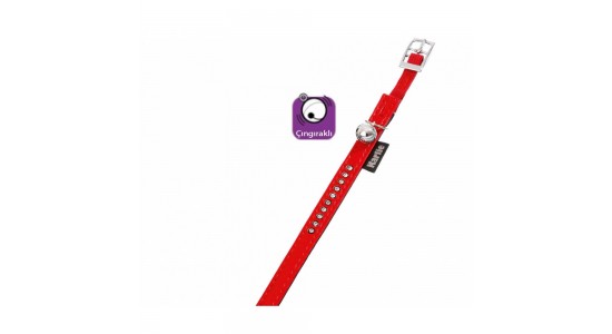 Karlie Deri Tasli Kedi Tasması XS 30 Cm-11Mm Kırmızı