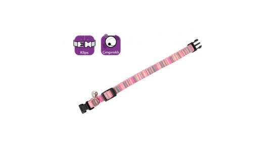 Karlie Kedi Boyun Tasması Çıngıraklı 30 Cm Pembe
