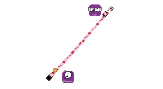 Karlie Kedi Tasması Çıngıraklı 30 Cm Toz Pembe