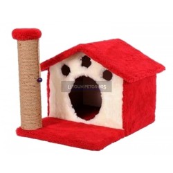 Cat Hause E1 Yuvali Kedi Tırmalama Kırmızı