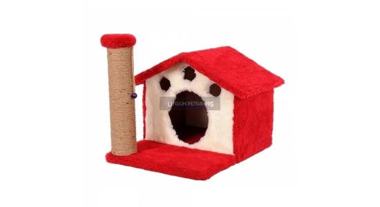 Cat Hause E1 Yuvali Kedi Tırmalama Kırmızı
