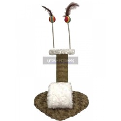 Cat Hause Kalp Tabanli Yayli Oyuncakli Kedi Tırmalama Platformu 30 Cm Kahverengi