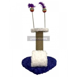 Cat Hause Kalp Tabanli Yayli Oyuncakli Kedi Tırmalama Platformu 30 Cm Mavi