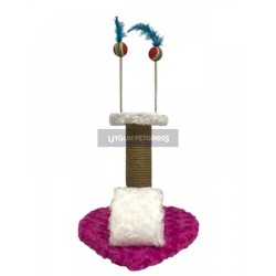 Cat Hause Kalp Tabanli Yayli Oyuncakli Kedi Tırmalama Platformu 30 Cm Pembe