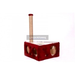 Cat Hause Peynir Yuva 33x63x25 Cm + 40 Cm Tırmalama Kırmızı