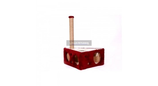 Cat Hause Peynir Yuva 33x63x25 Cm + 40 Cm Tırmalama Kırmızı