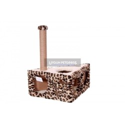Cat Hause Peynir Yuva 33x63x25 Cm + 40 Cm Tırmalama Leopar Desenli