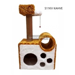 Cat Hause S11 Yuvali ve Oturakli Kedi Tırmalama Kahverengi