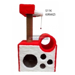 Cat Hause S11 Yuvali ve Oturakli Kedi Tırmalama Kırmızı