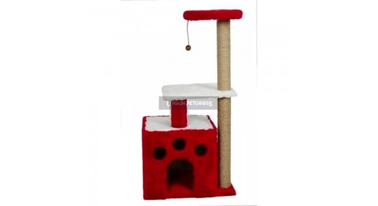 Cat Hause S2 Yuvali ve Oturakli Kedi Tırmalama 97x40x30 Cm Kırmızı