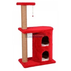 Cat Hause S3 cift Yuvali ve Oturakli Kedi Tırmalama 103x60x40 Cm Kırmızı
