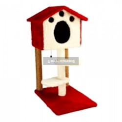 Cat Hause S6 Yuvali ve Oturakli Kedi Tırmalama Kırmızı