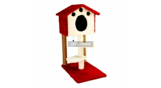 Cat Hause S6 Yuvali ve Oturakli Kedi Tırmalama Kırmızı