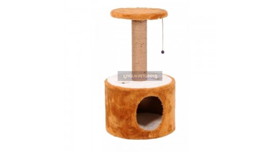 Cat Hause Yuvali Silindir Kedi Tırmalama Kahverengi 75x40 Cm