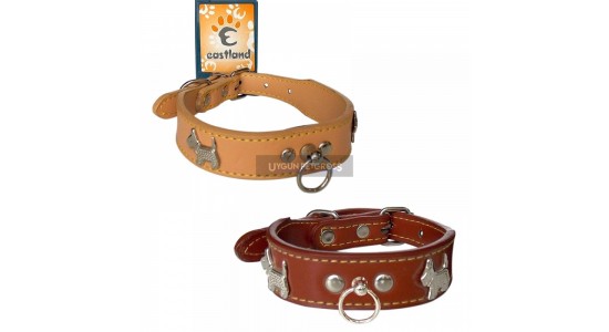 Eastland Köpek Desenli Deri Boyun Tasması 35 Cm