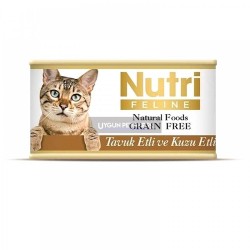 Nutri Feline Tavuklu ve Kuzu Etli Tahılsız Yetişkin Kedi Konserve Maması 85 Gr