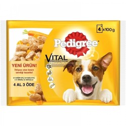 Pedigree Multipack Dana Etli Kuzu Etli Hindi Etli ve Havuçlu Köpek Konserve Maması 4x100 Gr
