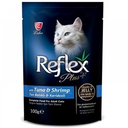 Reflex Plus Tuna ve Karidesli Jöle İcinde Parca Etli Yetişkin Kedi Konserve Maması 100 Gr
