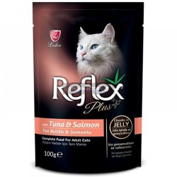Reflex Plus Tuna ve Somonlu Jöle İcinde Parca Etli Yetişkin Kedi Konserve Maması 100 Gr