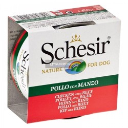 Schesir Jel İcinde Tavuklu ve Sığır Etli Köpek Konserve Maması 150 Gr