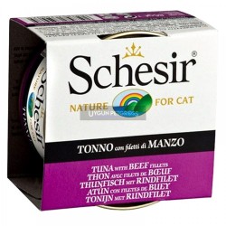 Schesir Jel İcinde Ton Balıklı Sığır Etli Yetişkin Kedi Konserve Maması 85 Gr