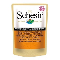 Schesir Jel İcinde Ton Balıklı-Tavuklukaridesli Kedi Maması 100 Gr