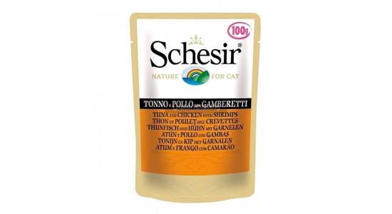 Schesir Jel İcinde Ton Balıklı-Tavuklukaridesli Kedi Maması 100 Gr