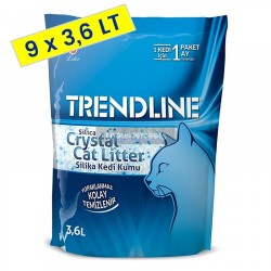 Trendline Süper Emici Tozsuz Silika Kristal Kedi Kumu 3.6 Lt 1.4 Kg (9 Adet)