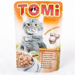 Tomi Kaz Etli ve Ciğerli Yetişkin Kedi Konserve Maması 100 Gr
