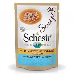 Schesir Yetişkin Kediler İcin Doğal Ton Balıklı ve Kalamarli Tamamlayici Mama 85 Gr