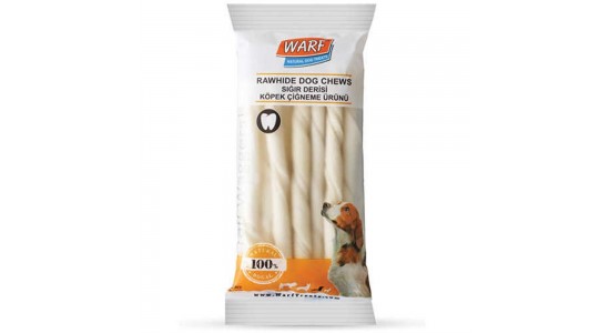 Warf Beyaz Burgu cubuk Sığır Derisi Köpek Ödülü (12 Cm-20 Li Paket)